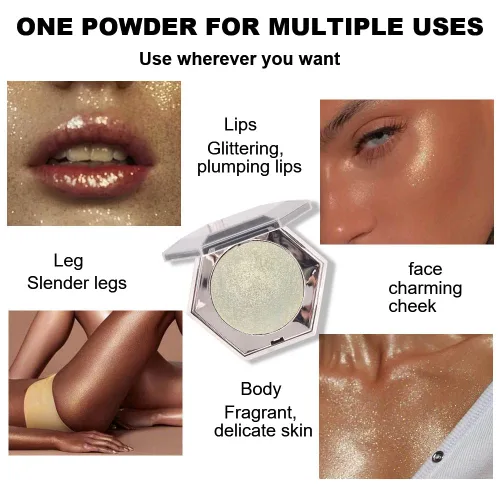Vista 3 de Paleta de maquillaje con corrector en polvo para el contorno facial, iluminador facial, paleta de maquillaje con bronceador y resaltar en oro