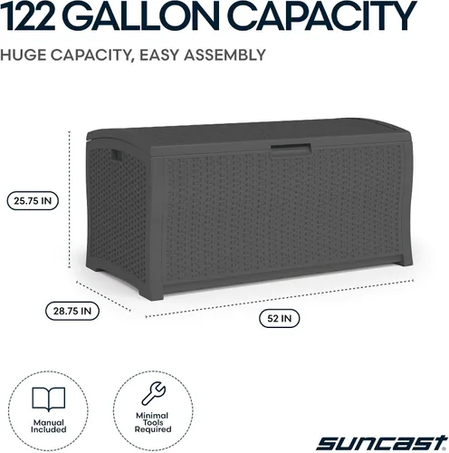 Vista 3 de Suncast DBW9936P - Cajón extra grande para terrazas de color gris oscuro