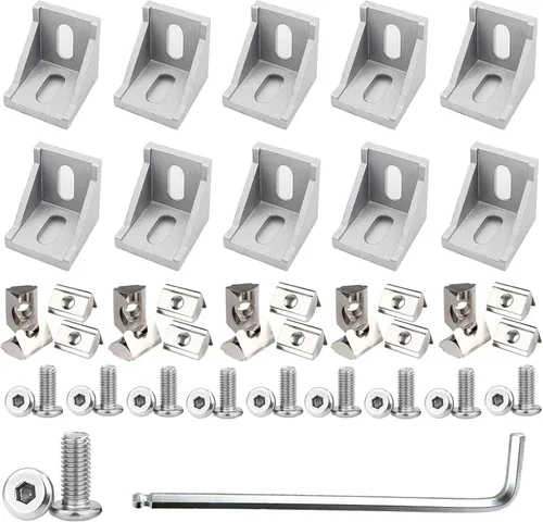 Vista 12 de 4 juegos de soportes de esquina de 4040 con 5 agujeros en forma de L, placas de unión para accesorios de extrusión de aluminio 4040 en negro (L)