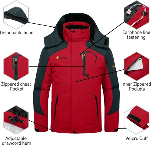 Vista 6 de GEMYSE Chaqueta de nieve impermeable 3 en 1 para hombre, abrigo de invierno aislado
