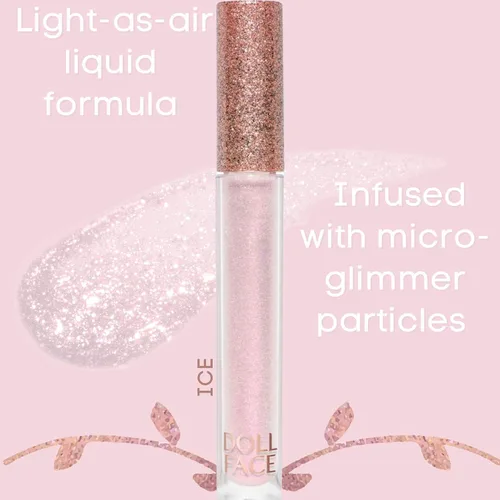 Vista 5 de Doll Face Brillo de labios Glitterazzi Liquid Lip Bling Purpurina con un brillo brillante para labios Acabado transparente Libre de crueldad