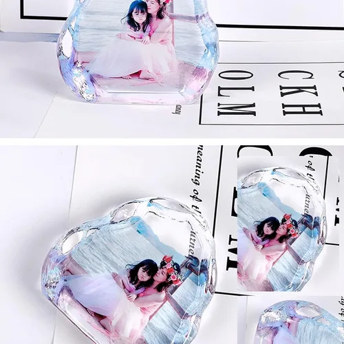 Vista 7 de Cristal de fotos 3D grabado con láser, marco de fotos de cristal personalizado, marco de fotos personalizado, regalo de boda, álbum de fotos