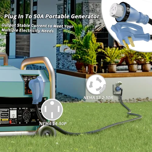 Vista 2 de PlugSaf - Cable generador de 50 amperios, cable de extensión RV de 25 pies