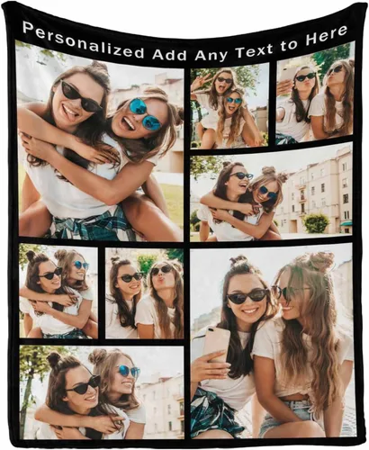 Vista 9 de Manta personalizada con tus fotos favoritas, manta personalizada con mis propias imágenes para familia, mamá, papá, hija, hijo, perro, hermanas