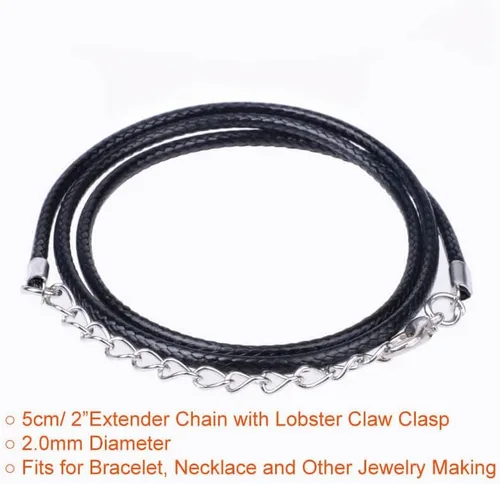 Vista 2 de Paxcoo 50 cordones de collar encerado negro de 18 pulgadas para hacer joyas
