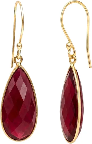 Vista 22 de Gempires - Aretes largos de gota con piedras preciosas facetadas para mujer
