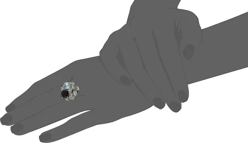 Vista 2 de Sorrelli Anillo de racimo esmeralda ónix negro talla 7-9 Cristal