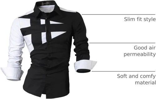 Vista 81 de JZS041, camisa de vestir de manga larga para hombre