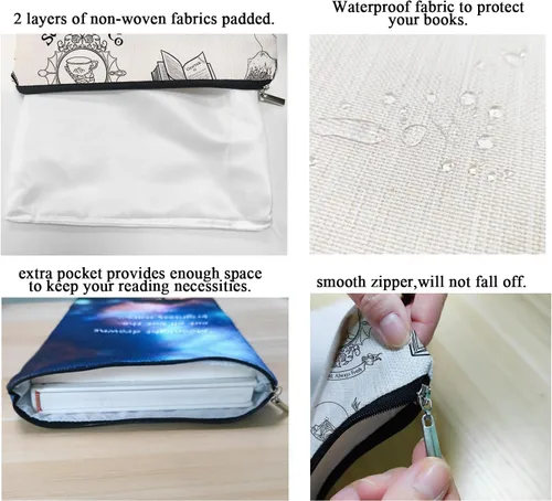 Vista 4 de Fantasy Novel Inspired Book Sleeve con cremallera - Bolsa protectora para amantes de los libros - Regalo Bookish 6JB06
