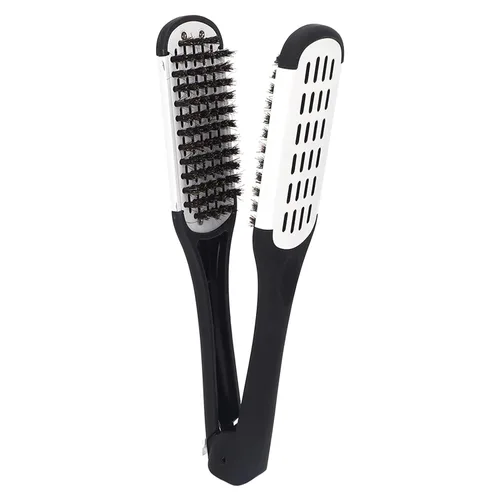 Vista 8 de Cepillo alisador de pelo, cepillo de doble cara para alisar la barba, cepillo profesional para barba, herramienta de peinado para alisar y estilos