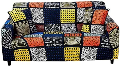 Vista 36 de HOOBUY Funda de sofá estampada, Funda elástica para sillón, funda de sofá biplaza con patrones para sillón con cojines de 2 plazas, Juego de sofá Bd