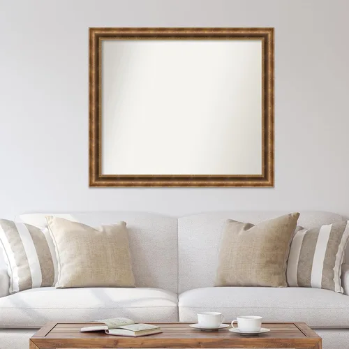 Vista 359 de Amanti Art Espejo de pared personalizado no biselado (25 x 25 pulgadas), marco de bronce acentuado, varios tamaños personalizados, espejo de baño