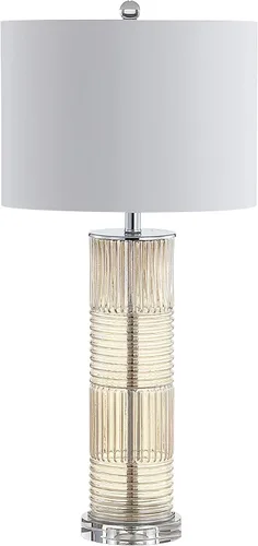 Vista 7 de JONATHAN Y Lámpara de mesa de cristal champán y cristal, lámpara de pilar de transición contemporánea para sala de estar, dormitorio, pantalla