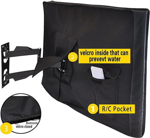 Vista 2 de Funda de TV para exteriores, protector universal impermeable para LCD de 40"-43", LED, compatible con soportes y soportes estándar, bolsillo