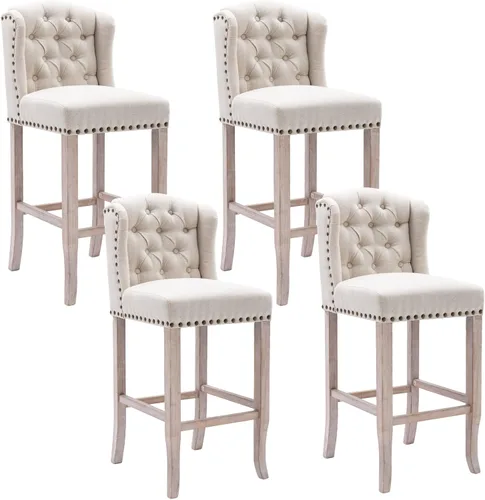 Vista 11 de HEAH-YO Modern Couonter - Juego de 2 taburetes de bar de 26 pulgadas de altura de mostrador con respaldo y patas de madera, taburete de cocina