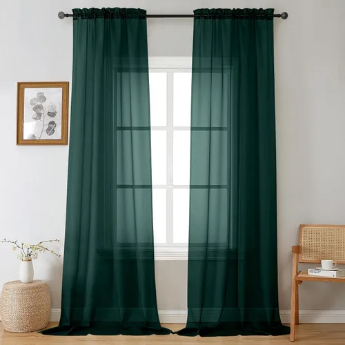 Vista 20 de Gwine Cortinas transparentes negras de 108 pulgadas de largo Negro