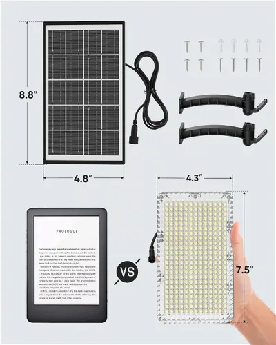 Vista 3 de JACKYLED Luces solares para exteriores, 299 LED, 1000 lúmenes, color negro
