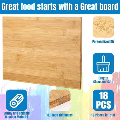 Vista 3 de 18 tablas de cortar de madera a granel, tablas de cortar de cocina grandes, juego de tablas de cortar de madera para cocina, carne, queso, pan