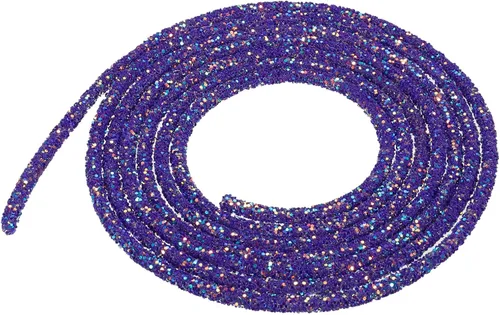 Vista 35 de MECCANIXITY Cuerda de lentejuelas con purpurina de 2.5 yardas, 6mm, 0.24 pulgadas, cuerda de tubo de lentejuelas con diamantes de imitación