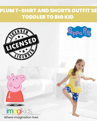 Vista 2 de Peppa Pig Conjunto de camiseta y pantalones cortos para niñas de niño a niño grande