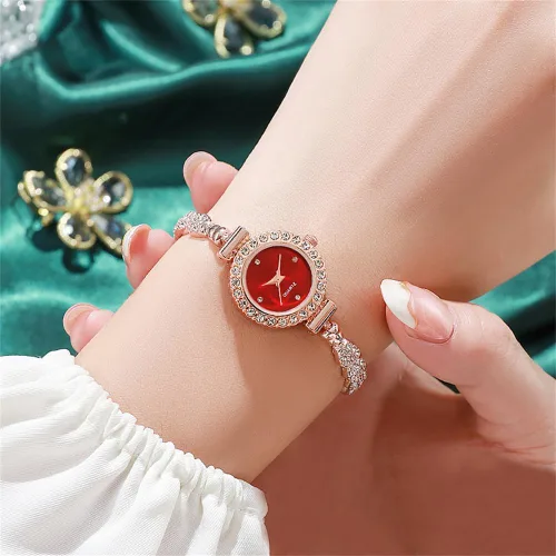 Vista 3 de CdyBox Relojes para mujer, pulsera de diamantes, reloj de vestir analógico de cuarzo, accesorios ajustables, paquete de 4