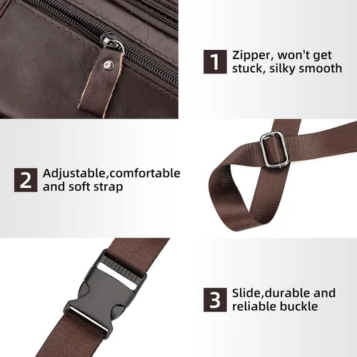 Vista 6 de HUMERPAUL Bolso bandolera para hombre y mujer, Café, Moderno