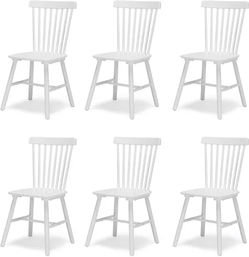 Vista 8 de LUE BONA Silla de Comedor Windsor, Juego de 2 Sillas de Comedor, Respaldo de Husillo de Madera, Sillas de Cocina Silla de Comedor de Madera, Sillas