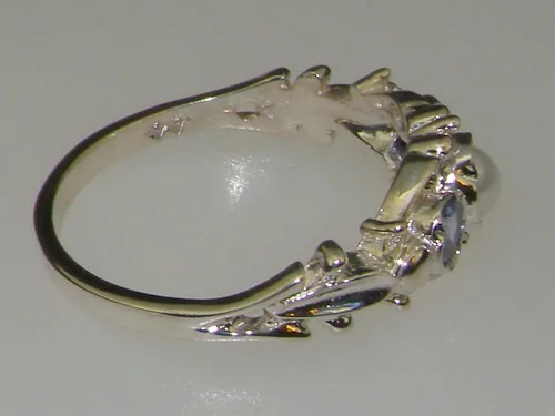 Vista 4 de Anillo de plata de ley 925 con perlas cultivadas y tanzanita para mujer