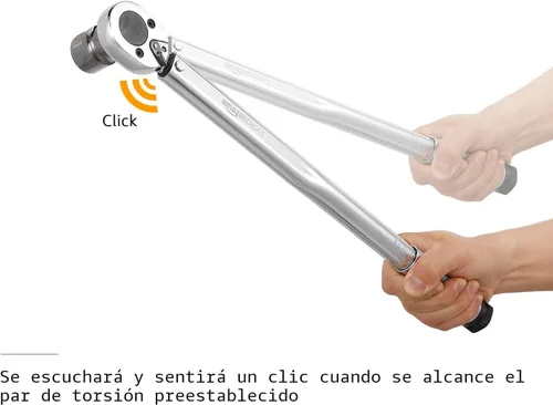 Vista 3 de Amazon Basics llave dinamométrica de clic de 1/2 pulgada, 20-150 pies-libras, 27.1-203.5 Nm