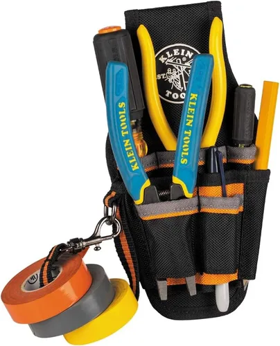 Vista 11 de Klein Tools 5240 Bolso para herramientas Tradesman Pro, con 9 bolsillos, cordón adhesivo, bucle de túnel de 2 pulgadas, excelente funda