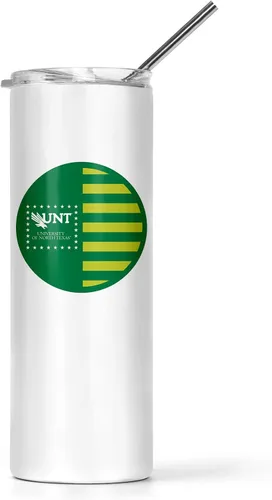 Vista 10 de University of North Texas - Vaso delgado para agua, acero inoxidable, vaso con popote y tapa, doble pared, de acero inoxidable