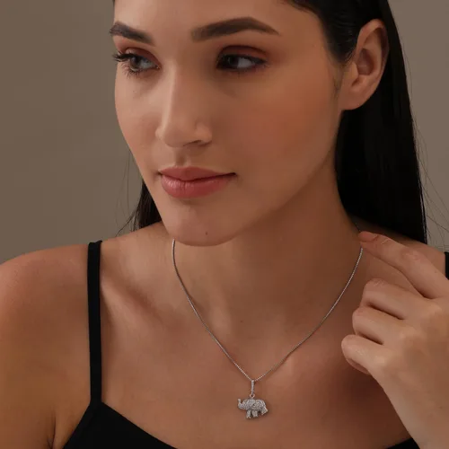 Vista 2 de LeCalla 925 Sterling Silver Elephant Necklace for Women Animal Necklace Pendant Gift for Animal Lover Good Luck Elephant Pendant Necklace Jewelry