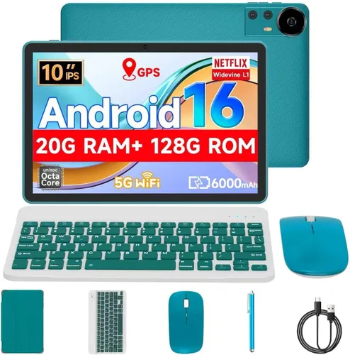 Vista 8 de Tableta de 10.1 Pulgadas Android 15.0, RAM 20GB (4+16Expand)+ROM 128GB, Batería de 6000mAh, Cámara Dual 2+8MP, Pantalla IPS HD Touch de 1280*800