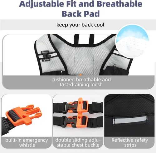 Vista 3 de 2 Pack Hydration Backpack Pack with 2L Hydration Bladders, TNYSPORT Lightweight Breathable Water Backpack with Multiple Pockets, Reinforced Shoulder
