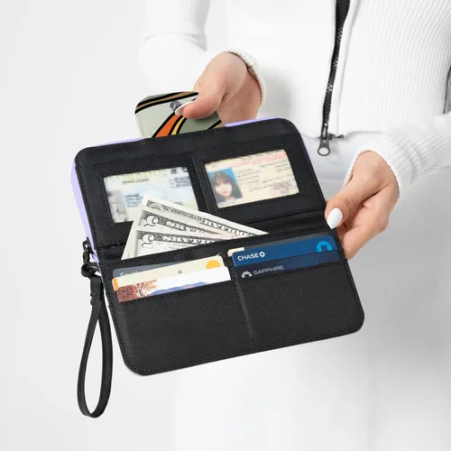 Vista 40 de Sherpani Tulum, cartera grande de nailon con cremallera alrededor, cartera con tarjetero organizador para mujer