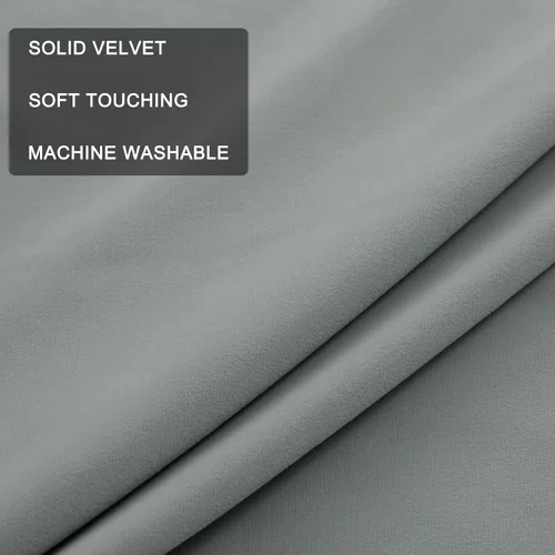 Vista 3 de Fcosie Cortinas plisadas de terciopelo 100% opacas para sala de estar, 72 pulgadas de ancho x 102 pulgadas de largo (2 paneles), cortinas con Flujo