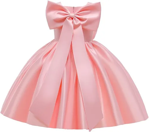 Vista 12 de 6M-8T Vestido de Niña Bebé con Lazo Grande para Cumpleaños y Certamen, Vestido de Fiesta Tutú para Niñas Pequeñas, Vestidos de Bautizo Borgoña