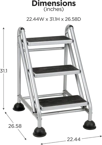 Vista 7 de Cosco Escalera con ruedas de 3 escalones, gris