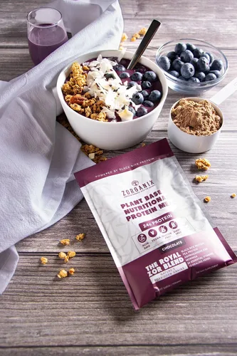 Vista 5 de Polvo de proteína de arroz negro; batido de reemplazo de comidas en polvo de proteína orgánica a base de plantas; 15 paquetes de una sola porción