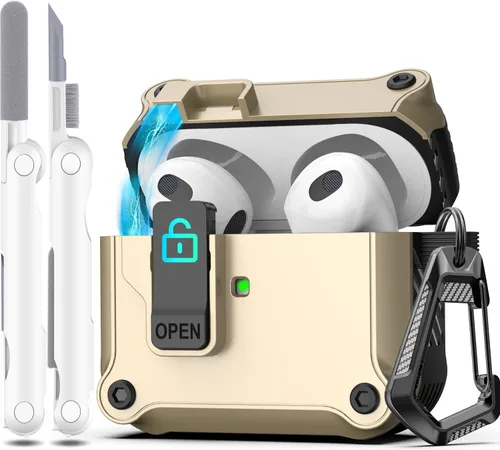 Vista 137 de R-fun Funda de carga compatible con AirPods de 2ª generación 2019, 1ª generación 2016, protección completa contra caídas, tapa desplegable