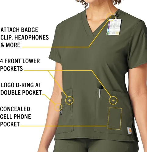 Vista 3 de Carhartt, Cross-Flex, camiseta hospitalaria, mediana, para mujer
