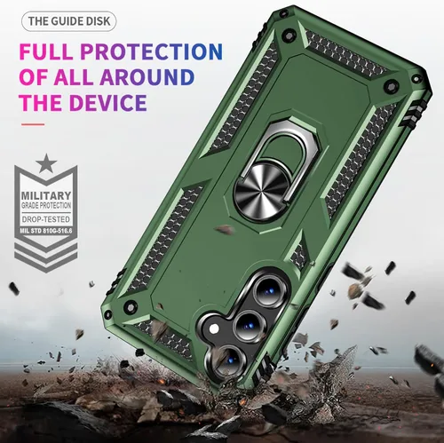 Vista 3 de Funda para Samsung Galaxy S24 FE: con protector de pantalla, fundas protectoras de grado militar con soporte de anillo de dedo para Samsung S24 FE