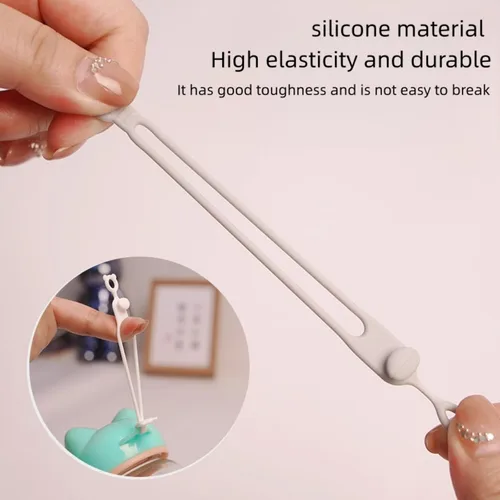 Vista 3 de 10 bridas de silicona reutilizables, correas de alambre elásticas autoadhesivas para gestión de cables, organizador para cables de auriculares