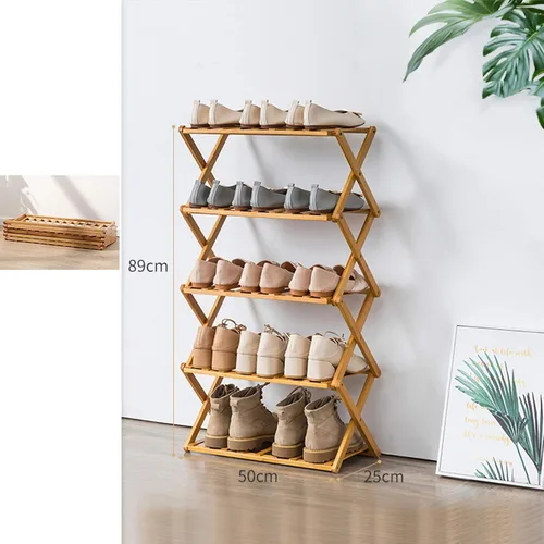 Vista 3 de Zapatero plegable multicapa organizador de almacenamiento a prueba de polvo armario de zapatos instalación gratuita de la puerta del hogar