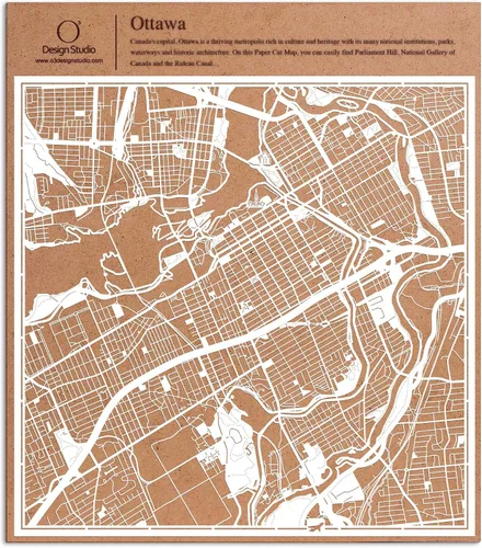 Vista 44 de O3 Design Studio Aberdeen - Mapa de papel cortado en papel blanco de 12 x 12 pulgadas