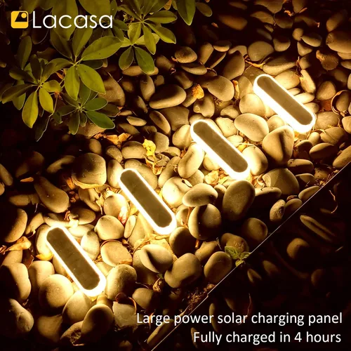 Vista 3 de Lacasa 4 unids Lámpara de pie solar al aire libre blanco cálido 2700K 40LM LED luz solar al aire libre decoración de patio IP68 impermeable Auto
