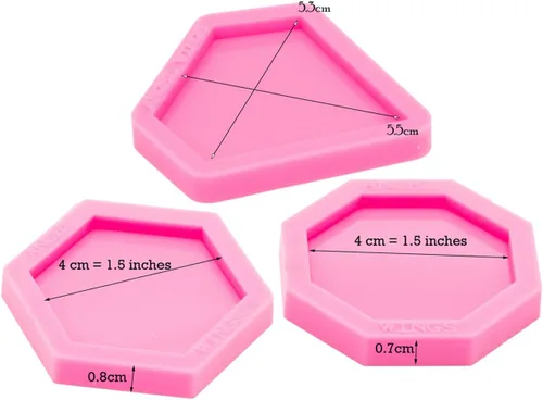 Vista 5 de 3 moldes hexagonales de resina de silicona de 1.5 pulgadas, octágono, molde de diamante para manualidades en el agarre superior del teléfono, molde