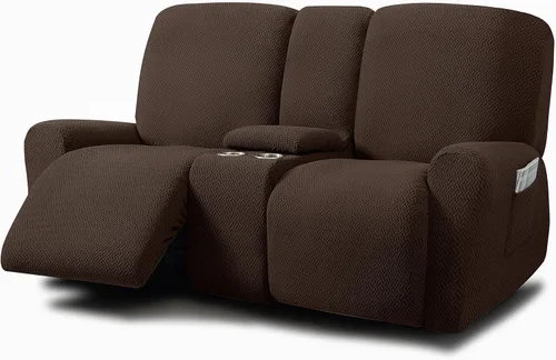 Vista 23 de ULTICOR Fundas jacquard para sofá reclinable de 8 piezas, fundas elásticas para sofá reclinable de 3 cojines, gruesas, suaves y lavables (estilo 3)