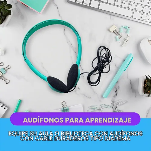 Vista 7 de Paquete de 10 auriculares con cable a granel, sobre la oreja con conector de 3.5mm, cable libre de enredos de 4 pies, ajuste cómodo, asequible