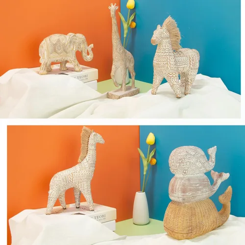 Vista 6 de Estatua de elefante bohemio, escultura de arte moderno, adorno de decoración del hogar de Feng Shui para dormitorio, oficina, sala de estar